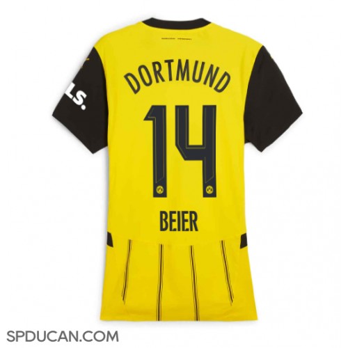 Zenski Nogometni Dres Borussia Dortmund Maximilian Beier #14 Domaci 2024-25 Kratak Rukav